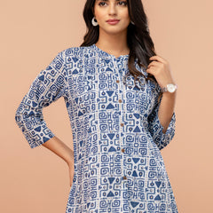 Elegant Mandarin Collar Printed Tunic – Stylish & Comfortable, Sizes