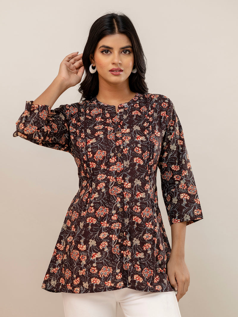 Elegant Mandarin Collar Printed Tunic – Stylish & Comfortable, Sizes