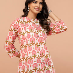 Elegant Mandarin Collar Printed Tunic – Stylish & Comfortable, Sizes
