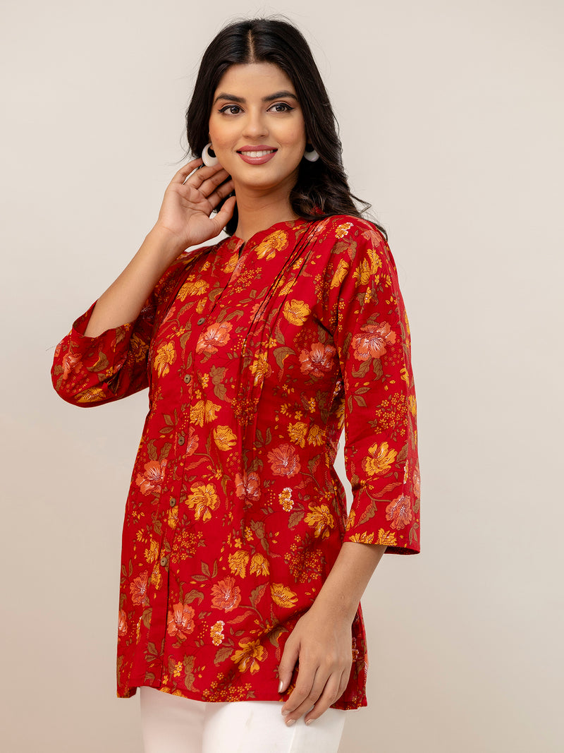 Elegant Mandarin Collar Printed Tunic – Stylish & Comfortable, Sizes