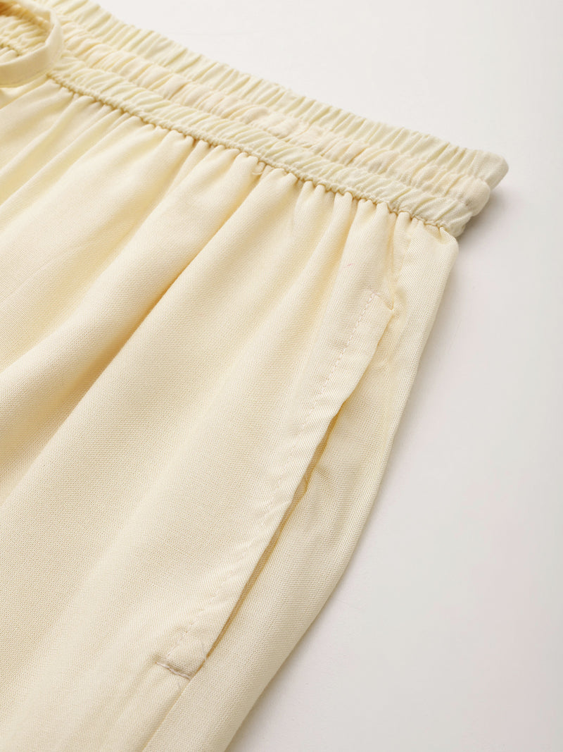 Women's Culottes | Calf-Length Pants with Double Pockets & Elastic Waistband