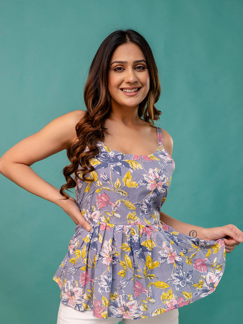 Strappy Peplum Top – Flattering Fit, All-Day Comfort, Sizes XS–XXL.