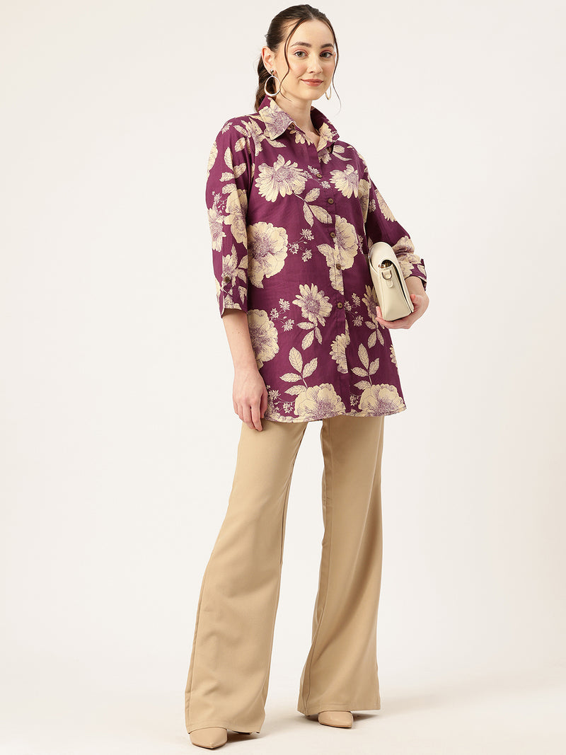 Versatile Collared top with 3/4 Sleeves for Women – Elegant & Casual