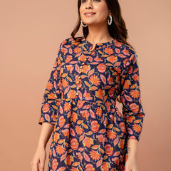 Top – Mandarin Collar, 3/4 Sleeves, Flattering Fit (Sizes S–XXL)