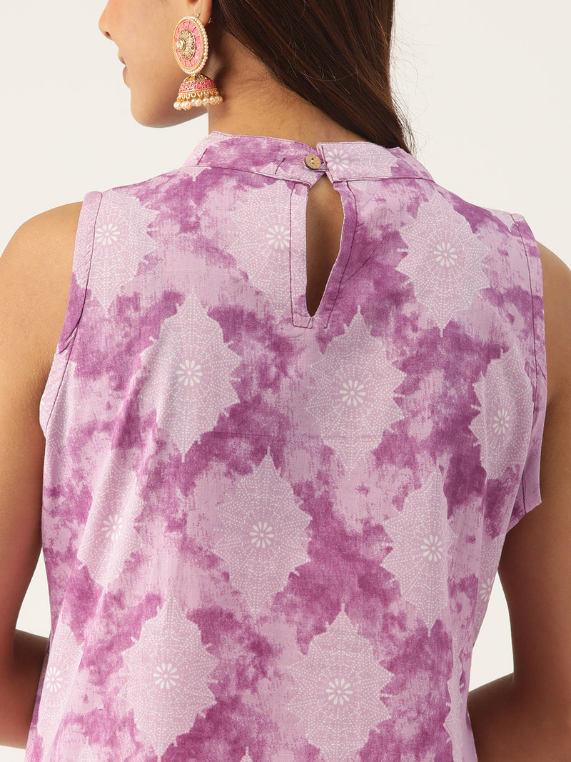 Women’s Pure Cotton Angrakha Kurti with Floral Print | 3/4 Sleeves | Adjustable Side Tie | Sizes S–XXL