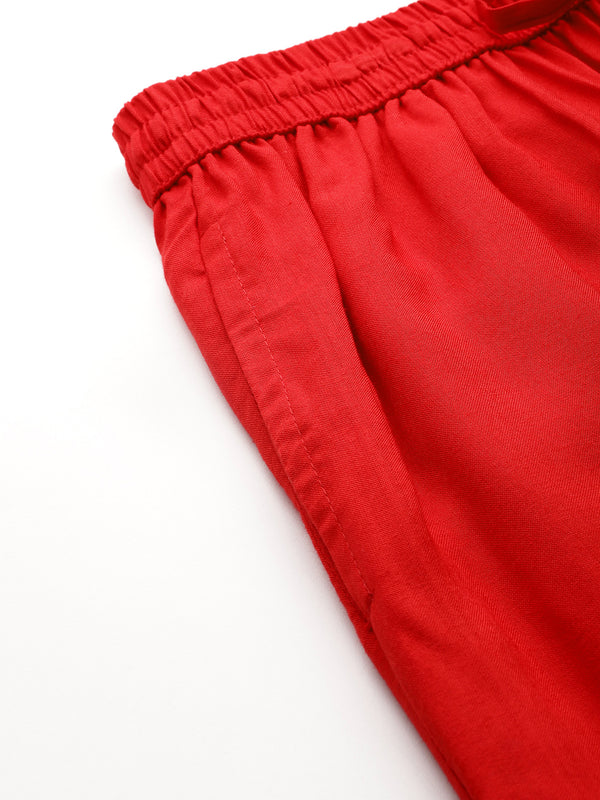 Women's Culottes | Calf-Length Pants with Double Pockets & Elastic Waistband
