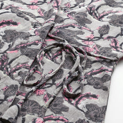 Floral Print Angrakha 3\4 Sleeves Flared Kurti