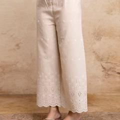 Women’s Cotton Embroidered Wide-Leg Palazzos | Soft, Breathable & Elegant
