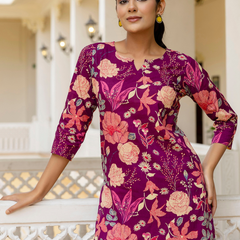 Purple Breezy Printed Cotton Co-Ord Set for Comfortable All-Day Wear