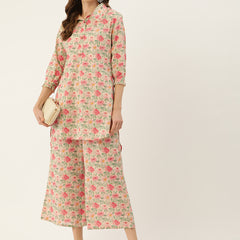 White Elegant Collared Co-Ord Set with Frill Detail & Elasticated Pants