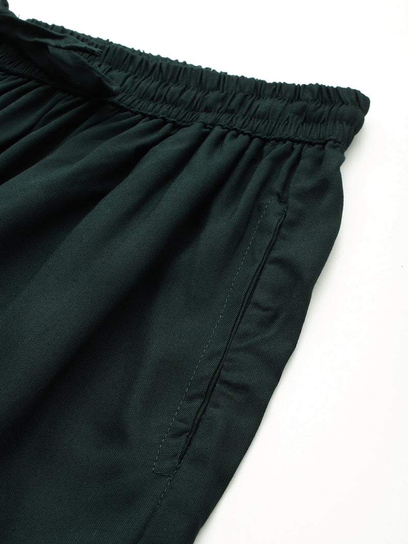 Women's Culottes | Calf-Length Pants with Double Pockets & Elastic Waistband