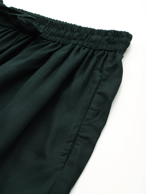 Women's Culottes | Calf-Length Pants with Double Pockets & Elastic Waistband