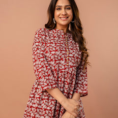 Top – Mandarin Collar, 3/4 Sleeves, Flattering Fit (Sizes S–XXL)