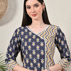Graceful Wrap-Style Angrakha Cotton Kurti for Everyday Wear