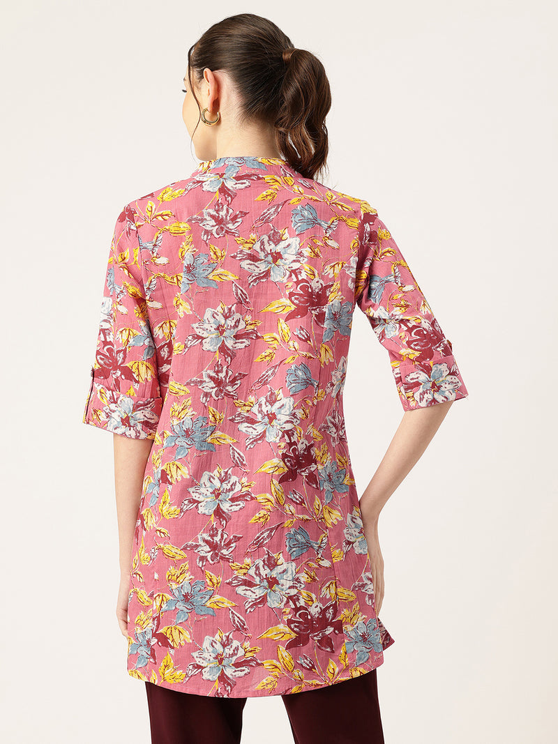 Printed Mandarin Collar top – Casual & Chic