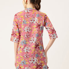 Printed Mandarin Collar top – Casual & Chic