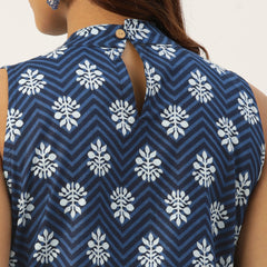 Women’s Pure Cotton Angrakha Kurti with Floral Print | 3/4 Sleeves | Adjustable Side Tie | Sizes S–XXL