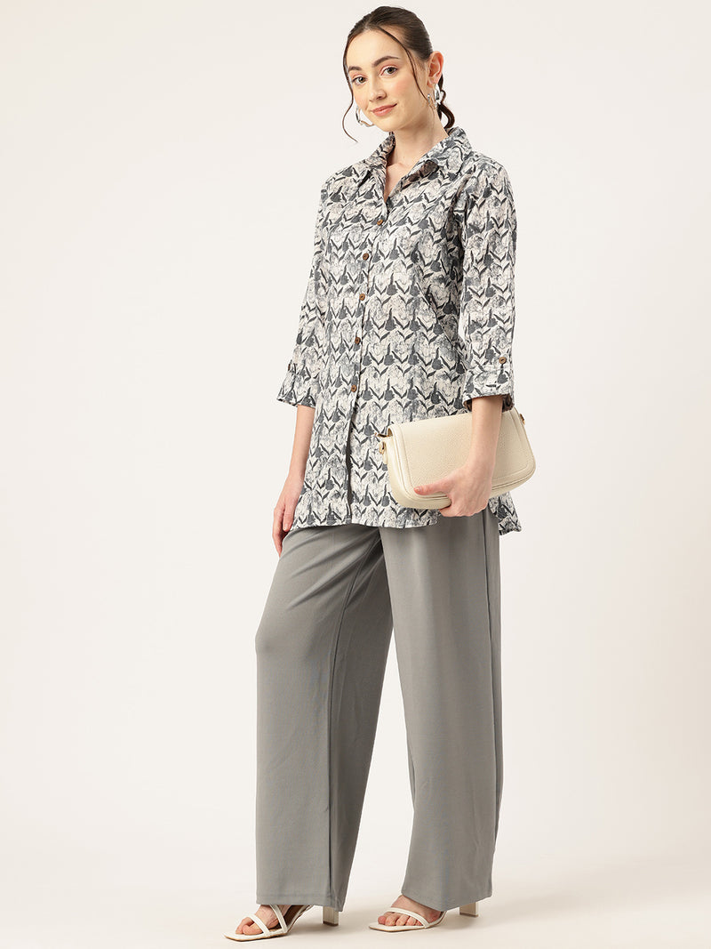 Versatile Collared top with 3/4 Sleeves for Women – Elegant & Casual
