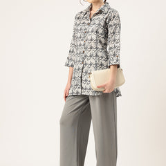 Versatile Collared top with 3/4 Sleeves for Women – Elegant & Casual
