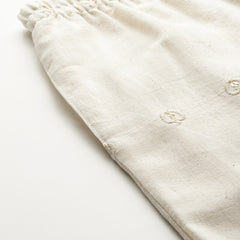 Beige Beige Palazzo|Embroidered, Flax Cotton, Sequin Detail, Ankle-Length, Single Pocket