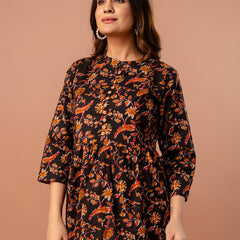Top – Mandarin Collar, 3/4 Sleeves, Flattering Fit (Sizes S–XXL)
