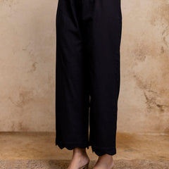 Classic Cotton Palazzos with Unique Curved Hem Design