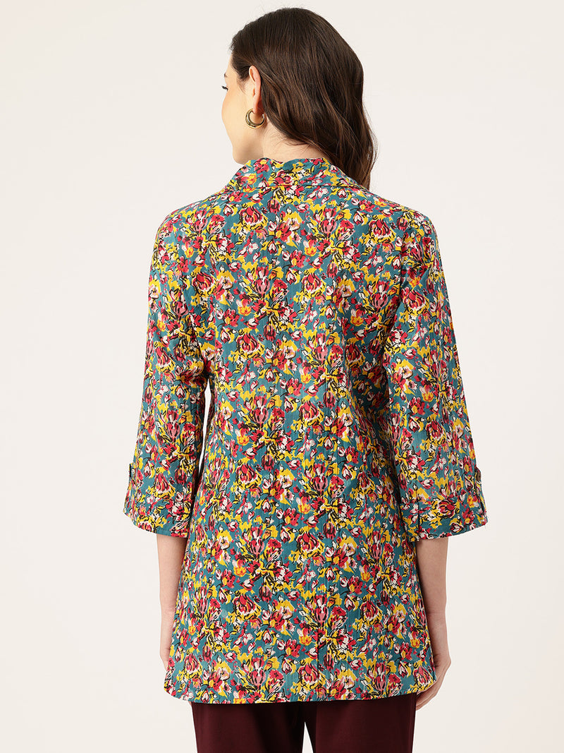 Versatile Collared Shirt with 3/4 Sleeves for Women – Elegant & Casual