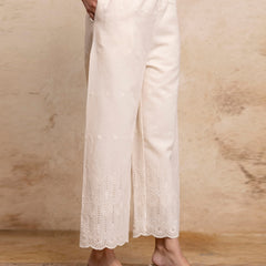 Women’s Cotton Embroidered Wide-Leg Palazzos | Soft, Breathable & Elegant
