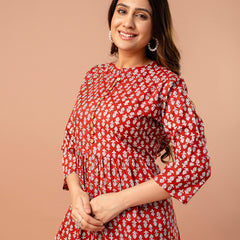 Top – Mandarin Collar, 3/4 Sleeves, Flattering Fit (Sizes S–XXL)
