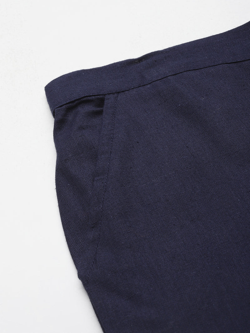 Women's Cotton Pants - Double Pockets, Adjustable Waist, and Ankle-Length Fit