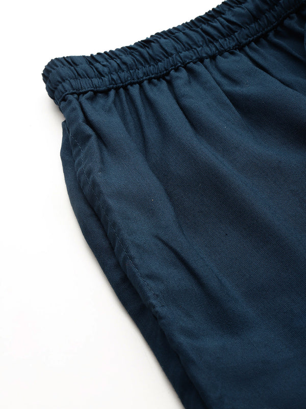 Women's Culottes | Calf-Length Pants with Double Pockets & Elastic Waistband