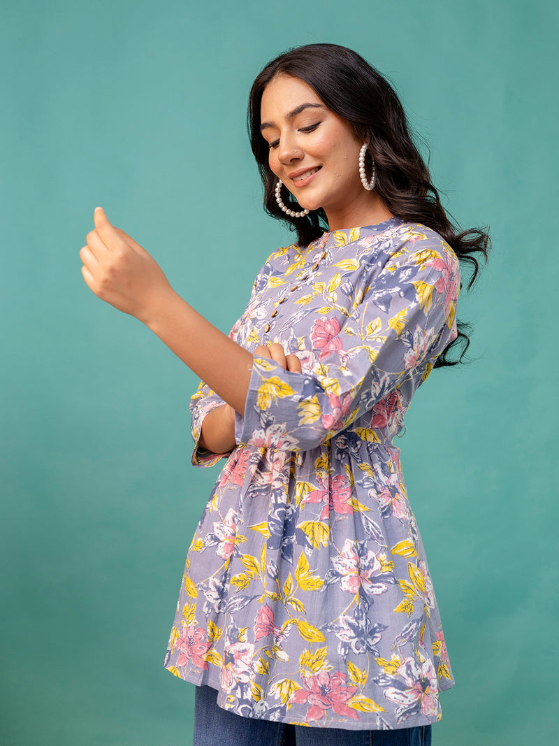 Tunic – Mandarin Collar, 3/4 Sleeves, Flattering Fit (Sizes S–XXL)