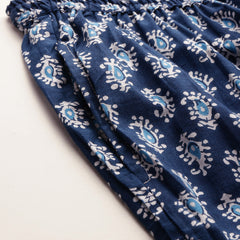 Blue Women Pure Cotton Paisley Printed Palazzo Pants | Elastic Waist | Wide Leg