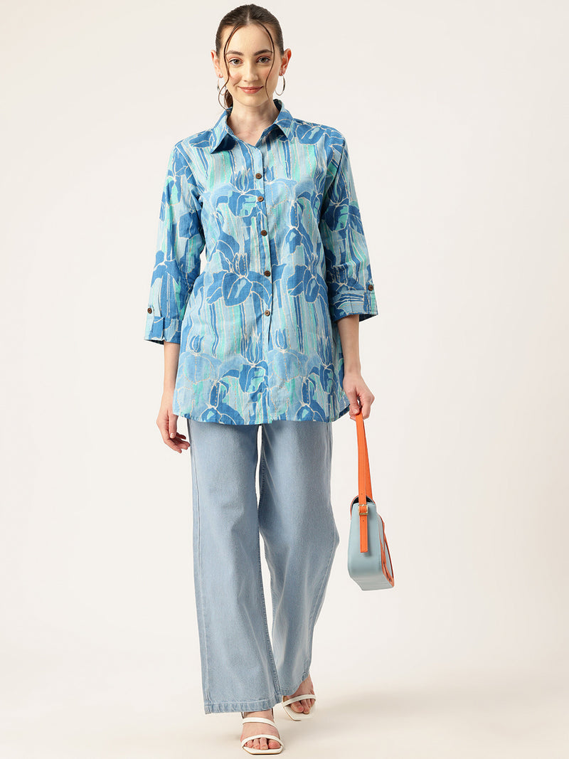 Versatile Collared top with 3/4 Sleeves for Women – Elegant & Casual