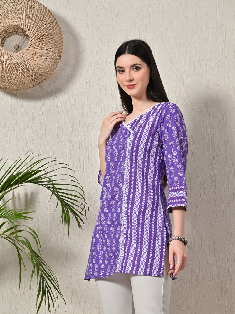 Graceful Wrap-Style Angrakha Cotton Kurti for Everyday Wear