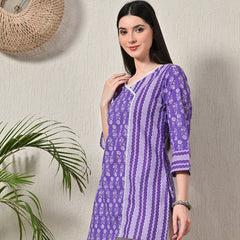 Graceful Wrap-Style Angrakha Cotton Kurti for Everyday Wear
