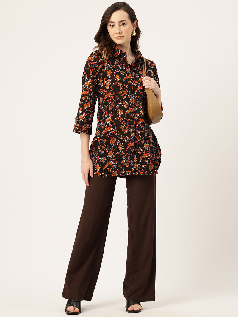 Versatile Collared top with 3/4 Sleeves for Women – Elegant & Casual