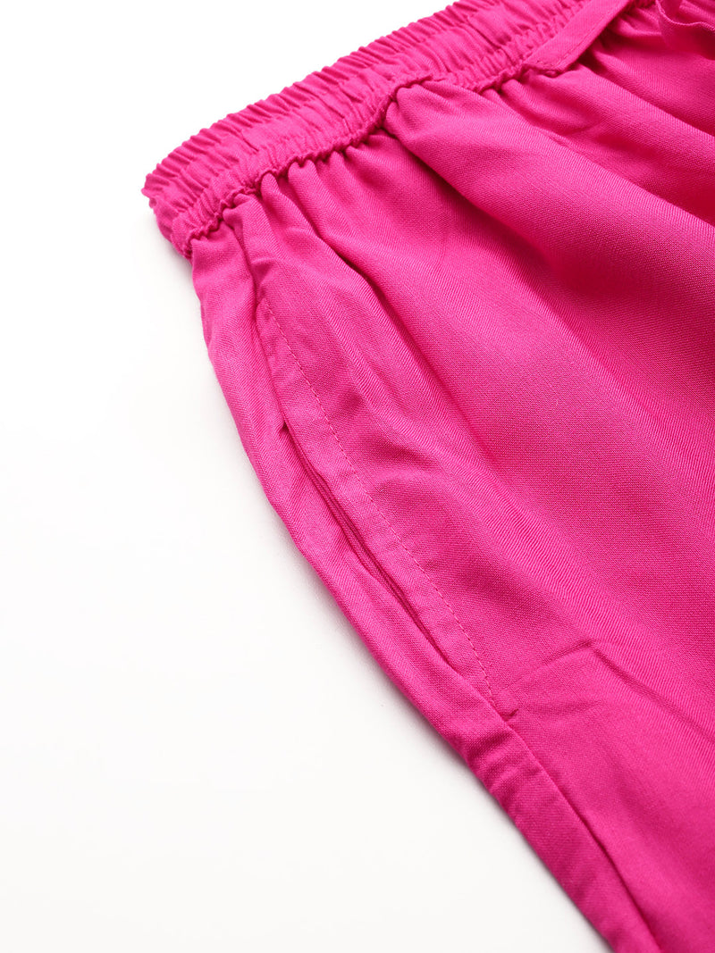 Women's Culottes | Calf-Length Pants with Double Pockets & Elastic Waistband
