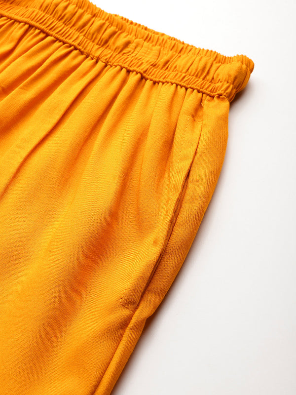 Women's Culottes | Calf-Length Pants with Double Pockets & Elastic Waistband
