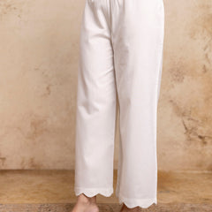 Classic Cotton Palazzos with Unique Curved Hem Design