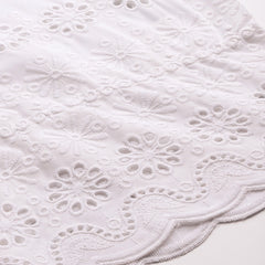 White Embroidered Palazzos–Fully Lined, Elastic Waist & Ankle-Length with Side Pocket