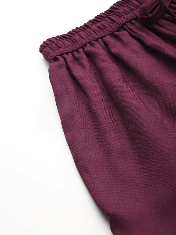 Women's Culottes | Calf-Length Pants with Double Pockets & Elastic Waistband