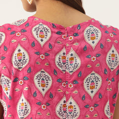 Cotton Printed Sleeveless A-Line Flared Kurti
