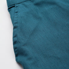 Light Blue Cotton Pants - Double Pockets, Adjustable Waist, and Ankle-Length Fit
