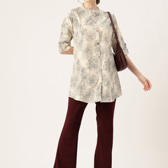 Printed Mandarin Shirt – Casual & Chic