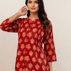 Elegant Mandarin Collar Printed Tunic – Stylish & Comfortable, Sizes