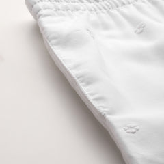 White Embroidered Palazzos–Fully Lined, Elastic Waist & Ankle-Length with Side Pocket
