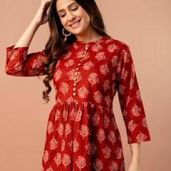 Top – Mandarin Collar, 3/4 Sleeves, Flattering Fit (Sizes S–XXL)