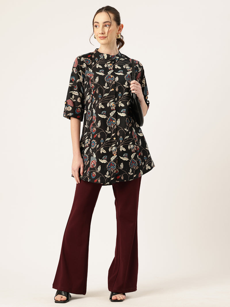 Printed Mandarin Shirt – Casual & Chic