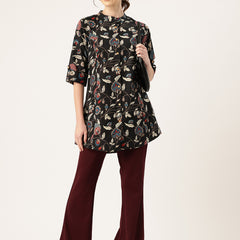 Printed Mandarin Shirt – Casual & Chic